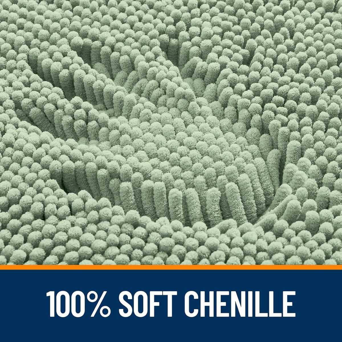 OLANLY Large Bathroom Rugs - Extra Soft Chenille Bath Mats | Quick Dry, Machine Washable, Sage Green 59x35