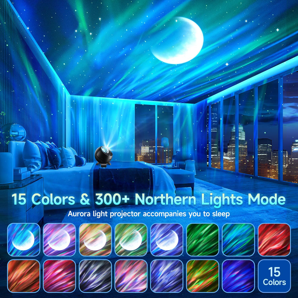 Northern Galaxy Light Projector, 300+Modes & 5 Films Star Projector, 15 White Noise & Bluetooth Northern Lights Projector,Moon Light Projector, Teen Girl Gifts Trendy Stuff, Consumer Electronics.