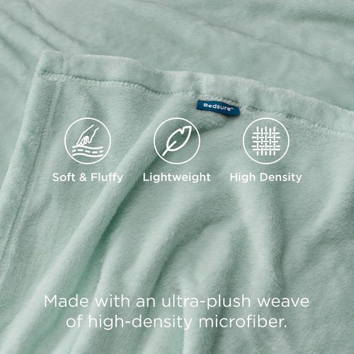 Bedsure GentleSoft Fleece Blanket - Sage Green Queen Size | 280GSM Soft, Lightweight & Cozy for Home or Travel
