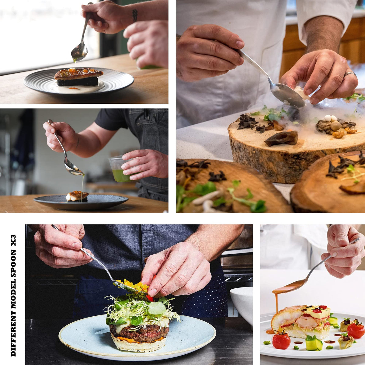 CREATIVECHEF Professional Chef Plating Kit, 7 Piece Culinary Plating Set, Black, Stainless Steel