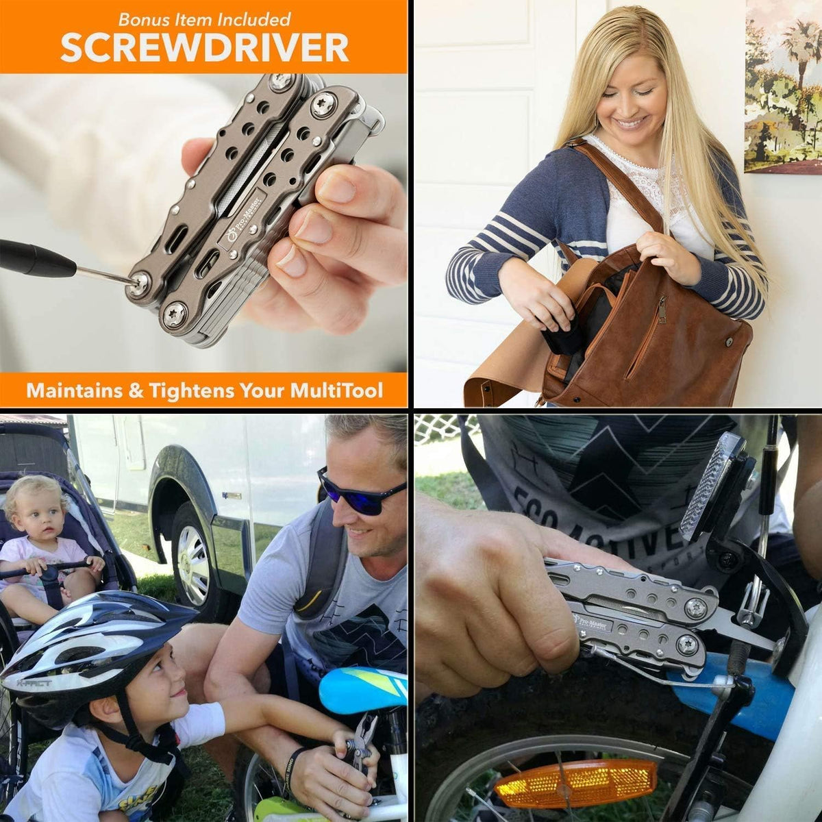 15-in-1 Multitool Pocket Knife, Multipurpose Stainless Steel All In One Tool for Camping Hiking Survival Travel Home - Portable Heavy Duty Folding Utility Multi Tool with Self-Locking