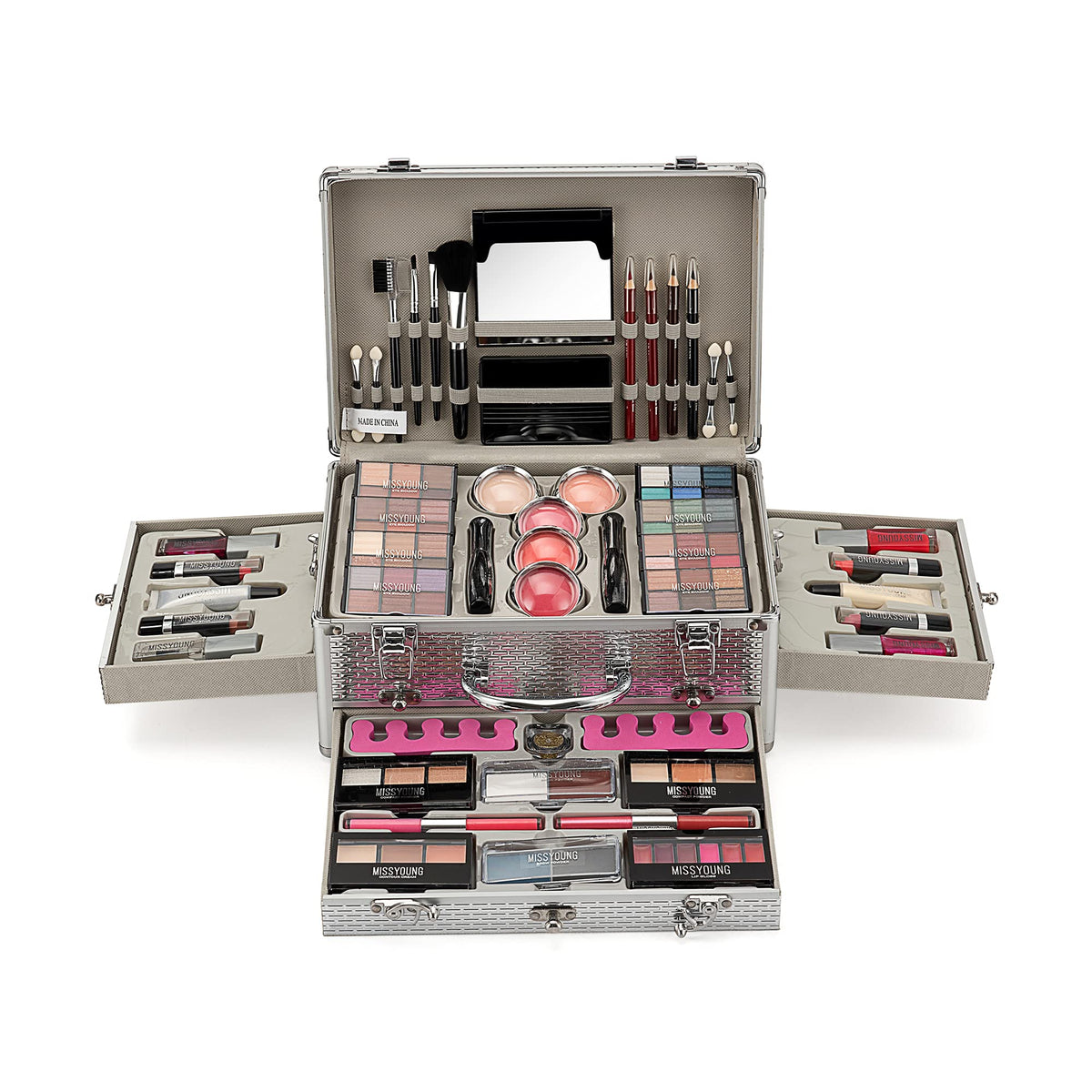 Pure Vie All-in-One Holiday Gift Makeup Set Cosmetic Essential Starter Bundle Include Eyeshadow Palette Lipstick Concealer Blush Mascara Eyeliner Face Powder Lipgloss Brush - Makeup Full Kit for Women