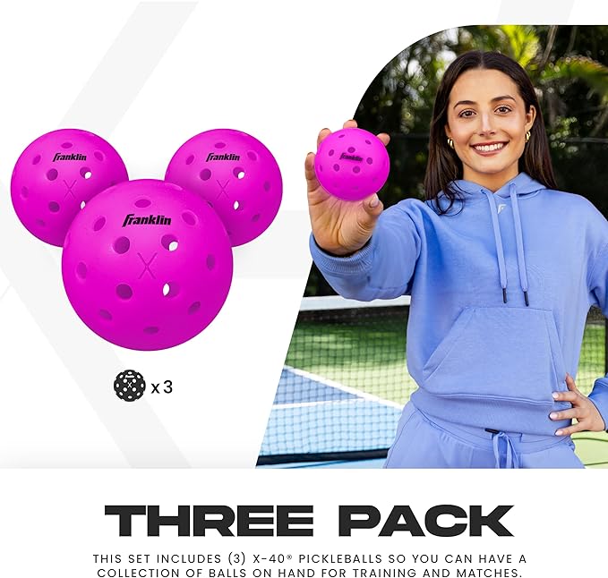 Franklin Sports X-40 Outdoor Pickleballs - Official Ball of USA Pickleball, APP Tour + US Open - Regulation Size