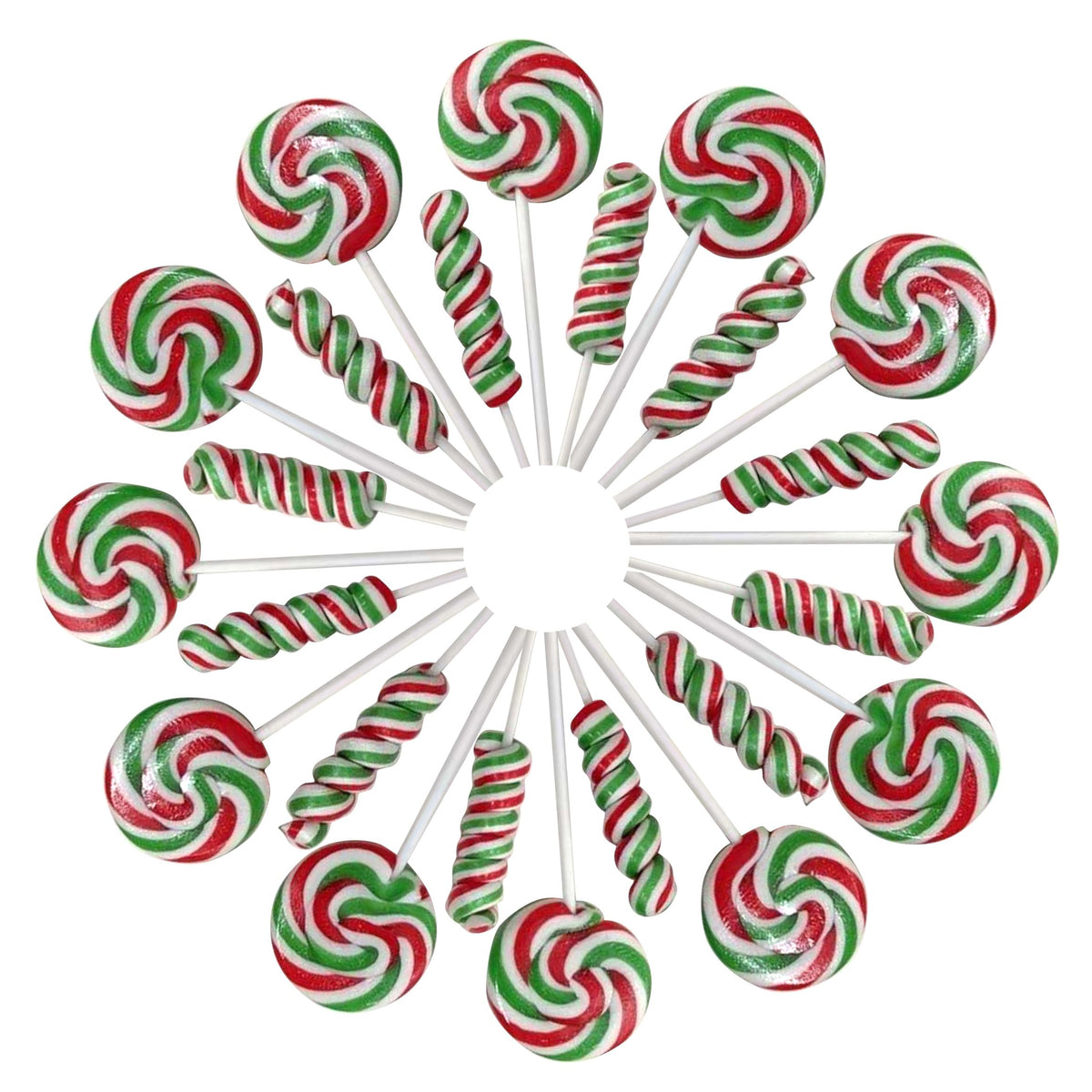 Christmas Candy Lollipops - 24 Holiday Suckers Individually Wrapped Bulk - 18g Swirl and 12g Twisty Pops