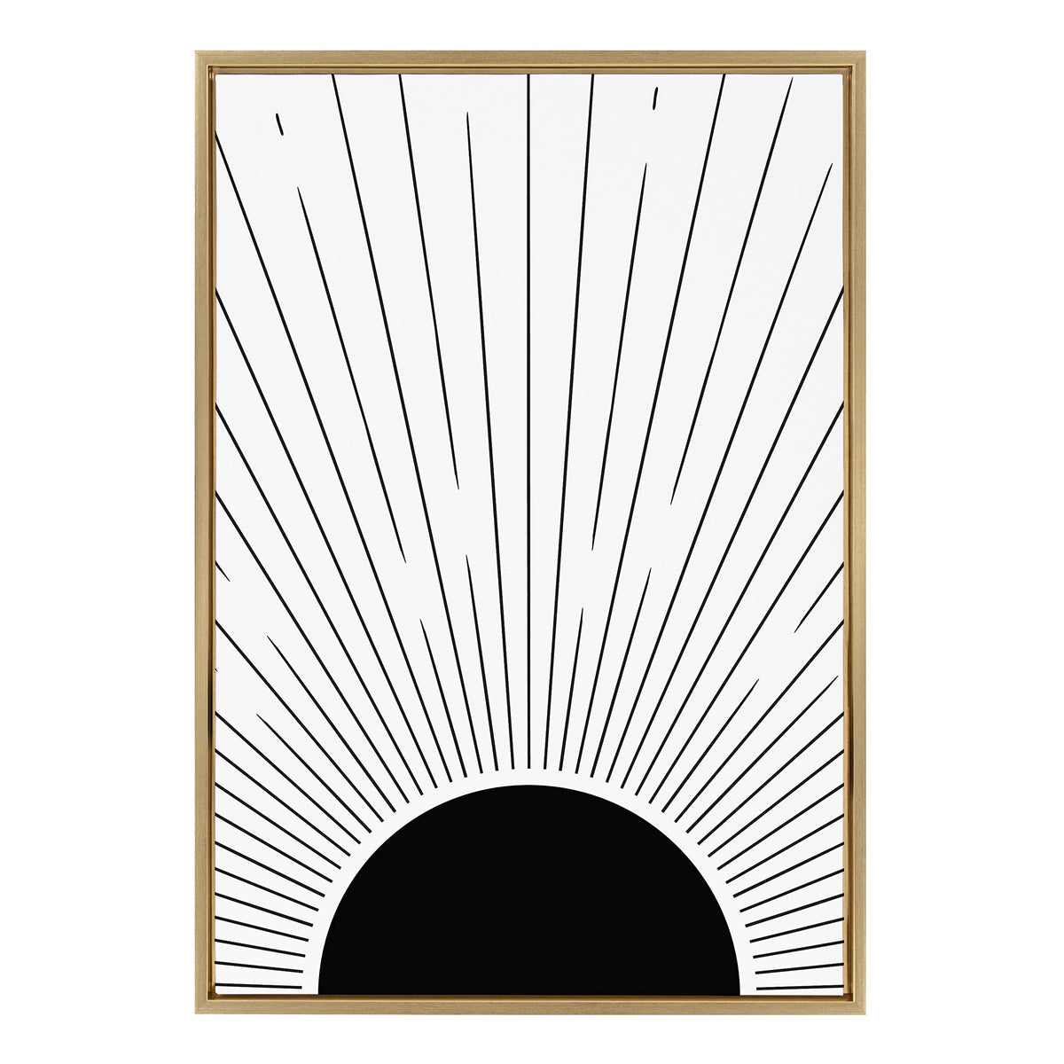 Kate and Laurel Sylvie Mid 3 Framed Canvas Wall Art by Jake Goossen; 23x33 Gold; Decorative Black and White Modern Abstract for Wall