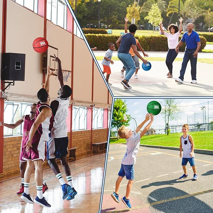 Jenaai 6 Pcs Rubber Basketballs Official Size Bulk Streetballs Multicolor Basket Balls with Pump Plain Basketball Set for Adult Youth Gifts Indoor Outdoor Training Games
