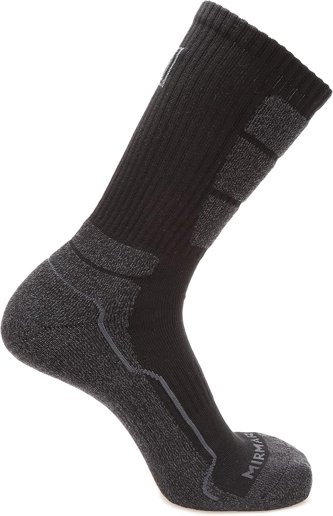 MIRMARU Men's 5 Pairs Hiking Outdoor Trail Running Trekking Moisture Wicking Cushion Crew Socks