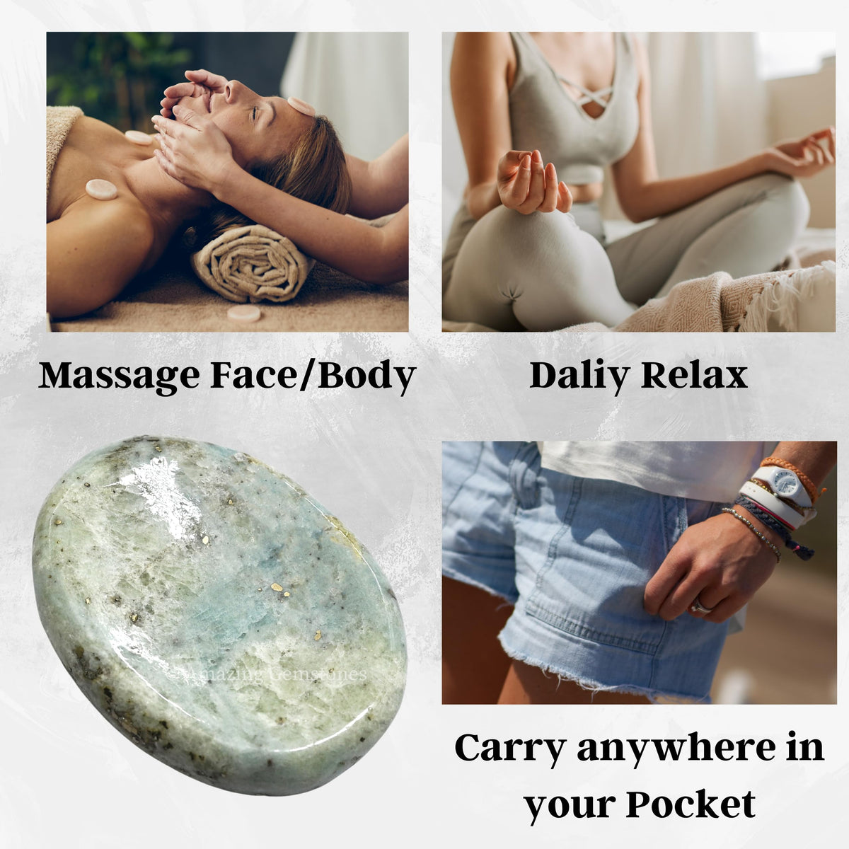 Amazing Gemstone Hackmanite Worry Stone Crystals and Healing Stones - Worry Stones for Stress Relief Gifts - Piedra Crystal Fidget for Meditation - Unique Stocking Stuffers and Birthday Gifts