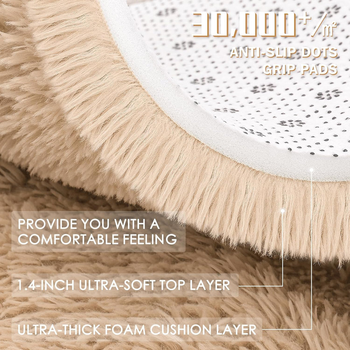OLANLY Runner Rugs - Soft, Machine Washable Shaggy Carpet for Hallway & Bedroom | Beige 2x10 ft