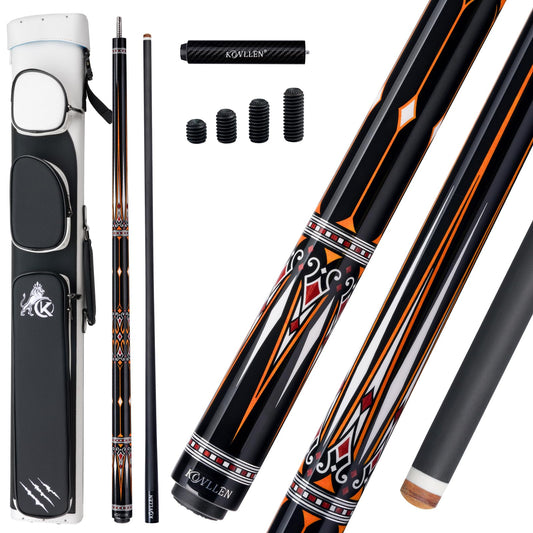 KONLLEN 2.0 Pool Cue Complete Set with Case & Extras | Carbon Fiber Pool Cue with Professional Taper | Low Deflection Shaft for Adults & League Players