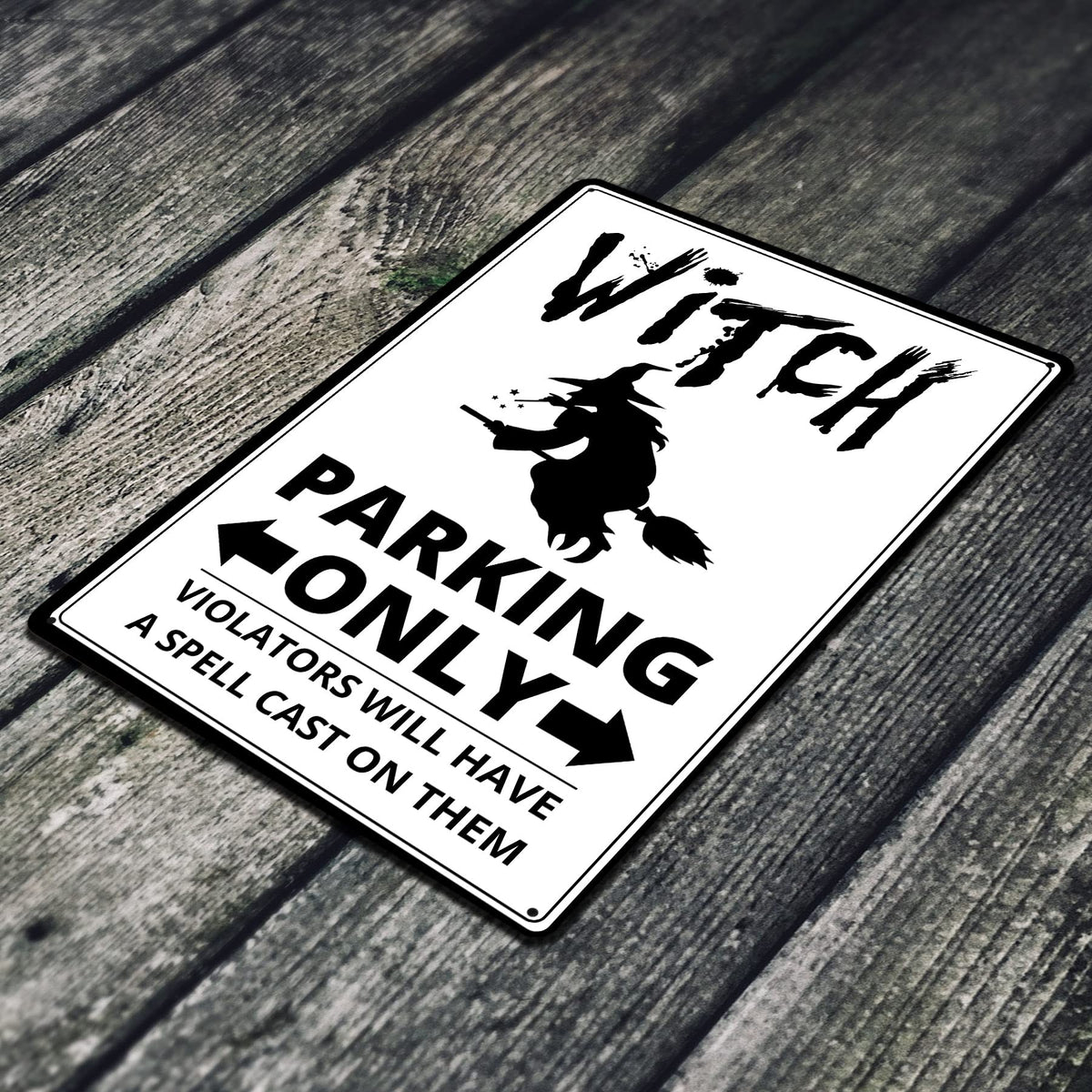 JP's Parcels Tin Signs Home Wall Decor - Metal Sign 12 x 8 in. Witch Parking Only Violators Will Have A Spell Cast on Them