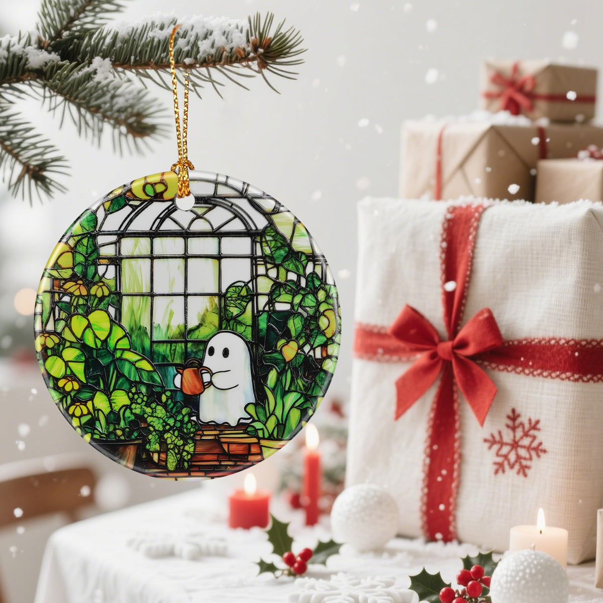 Cute Ghost Christmas Ornaments: Christmas Decorations for Tree & Holiday Decor – Holiday Presents, Gift Ideas for Friends, Coworker, Family, Plant Lover, and Gardener