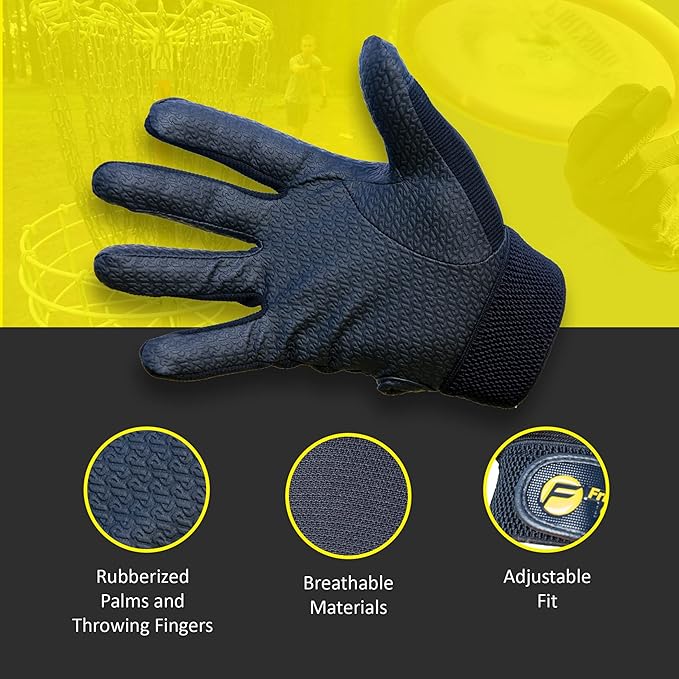 Disc Sports Gloves - Rubberized Palm and Fingers for Amazing Grip on All Your Throws - Perfect for Driving & Putting - Play Your Best in Any Weather