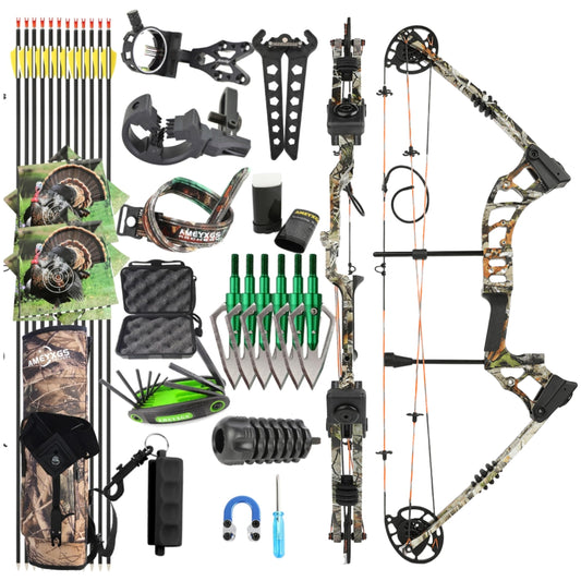 POEARCUS 0-70lb Draw Weight Adjustable Compound Bow Set 320 FPS IBO Archery Kit for Hunting & Target Practice