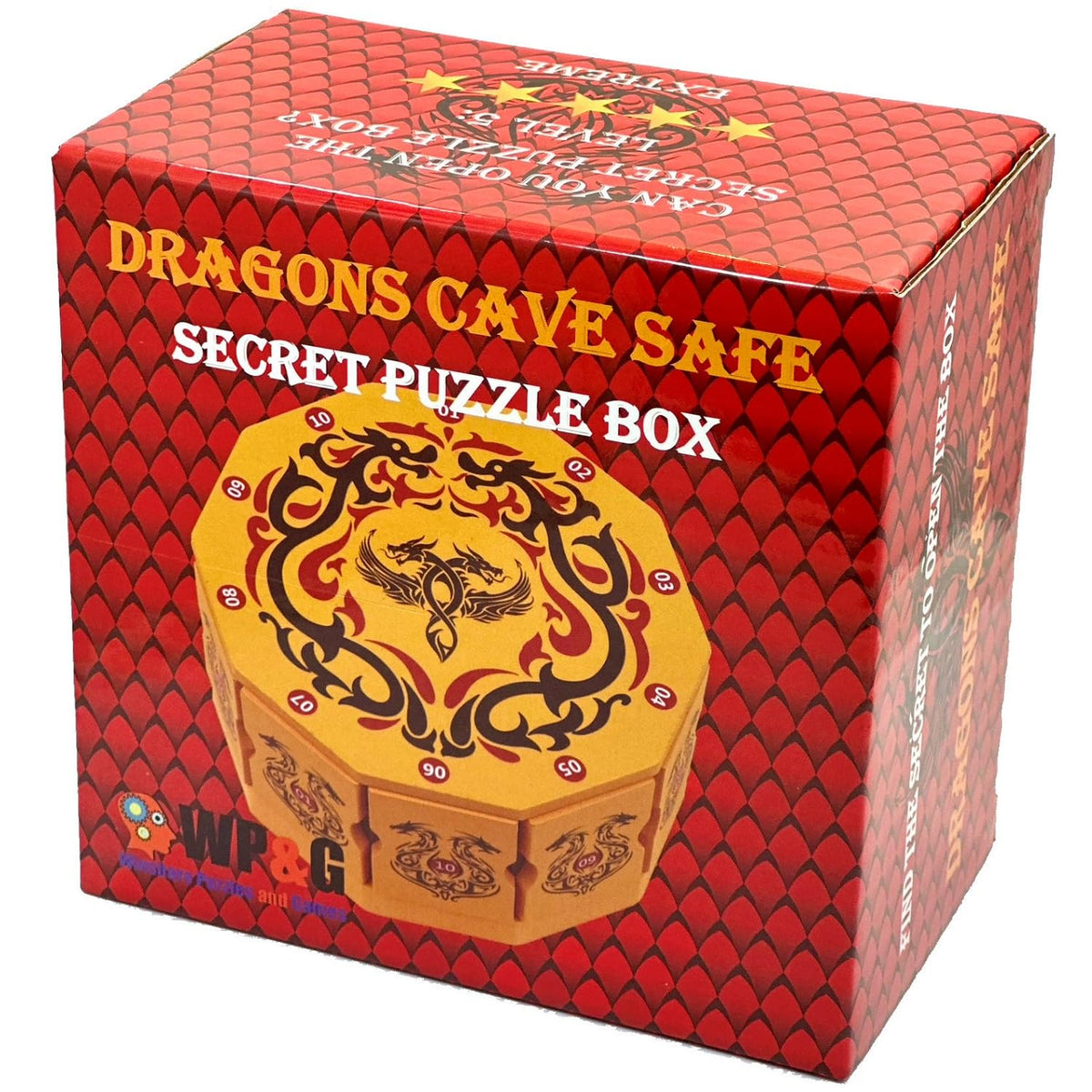 Dragons Cave Safe Secret Puzzle Box Money and Gift Card Holder in a Wood IQ challenging Lock Box with Hidden Compartments Brainteaser