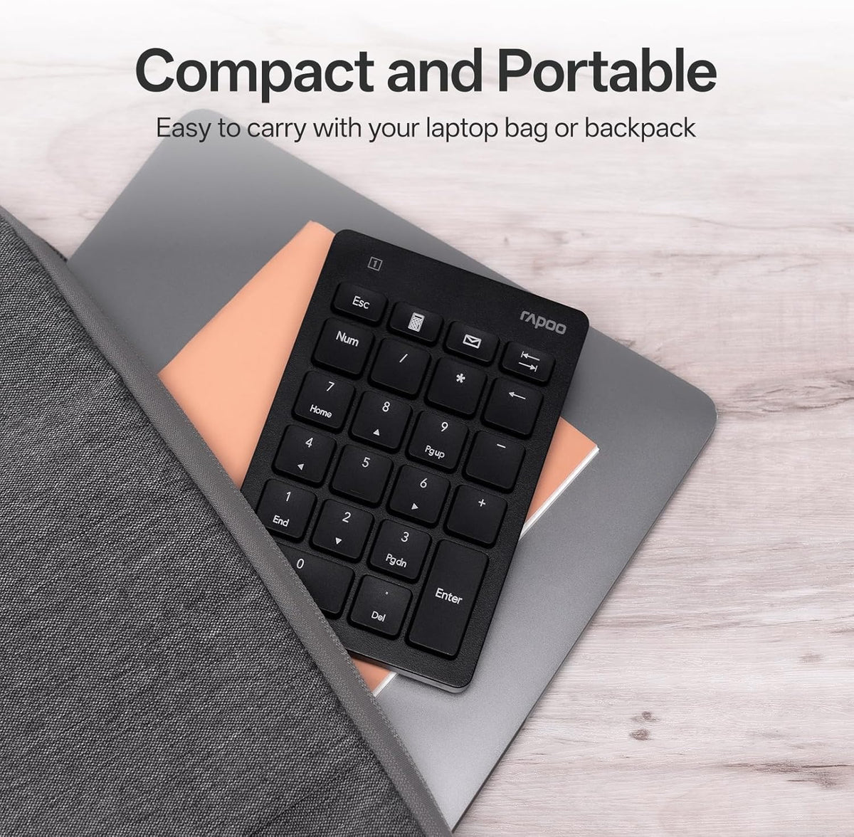 Rapoo K50 2.4G 22-Key Wireless Number Pad, Numeric Keypad for Laptop, Speed Data Entry, Numpad with Calculator, Email