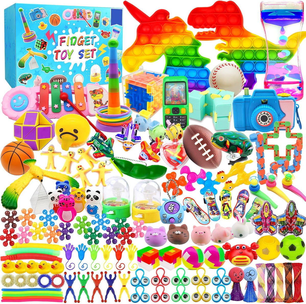 Skiennix Fidget Toys Assortment - 125 Pack for Kids 4-12 | Stress Relief & Party Favors