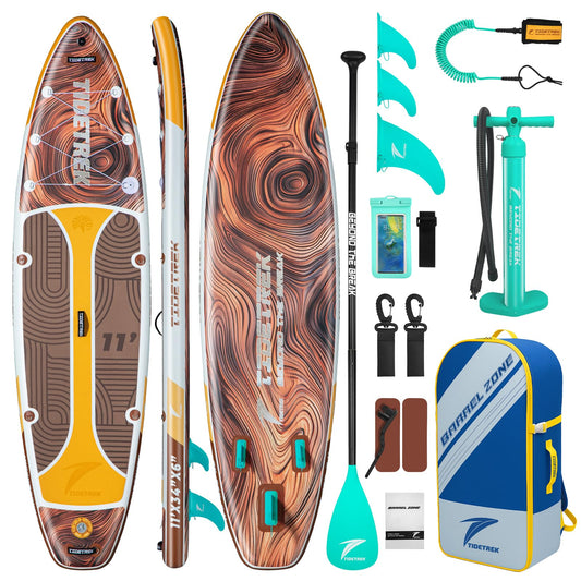 TIDETREK 11'/11'6" x 33"/34" x 6" Inflatable SUP Paddle Board – Extra-Wide, Stable Stand Up Paddle Board with Premium Full Accessory Set for Adults & Youth (Earth Pulse, 11'x34 x6)