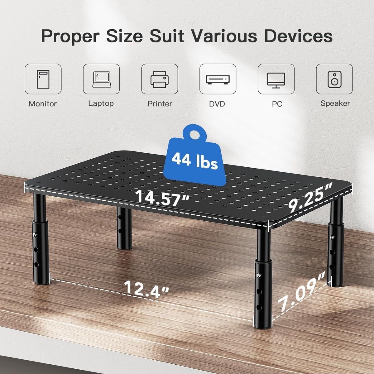 2 2 Pack, HUANUO Monitor Stand for Desk, Computer Monitor Stand Height Adjustable, Monitor Riser for Monitors, Laptop