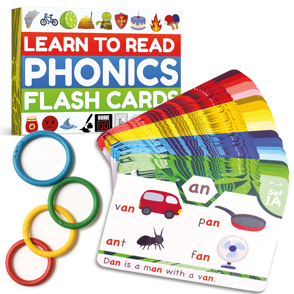THE BAMBINO TREE Phonics Flash Cards - Learn to Read in 20 Phonic Stages - Education for Kids Ages 4-8 Kindergarten 1st 2nd Grade