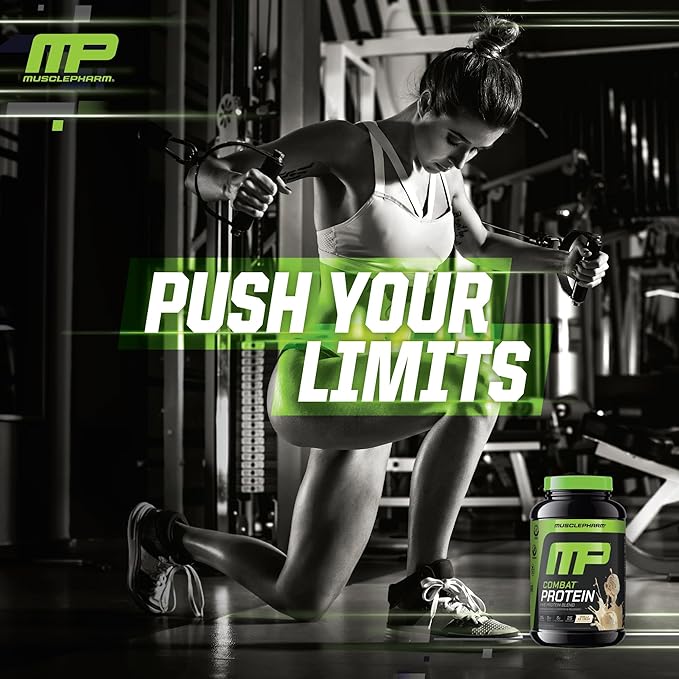 MusclePharm Combat Protein Powder, Vanilla Flavor, Fuels Muscles for Productive Workouts, 5 Protein Sources Including Whey Protein Isolate & Egg Albumin, Gluten Free, 2 lb, 25 Servings