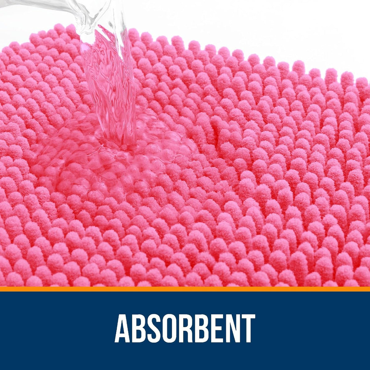 OLANLY Bathroom Runner Rugs - Soft Chenille Bath Mats with Rubber Backing | Quick Dry, 47x17, Hot Pink