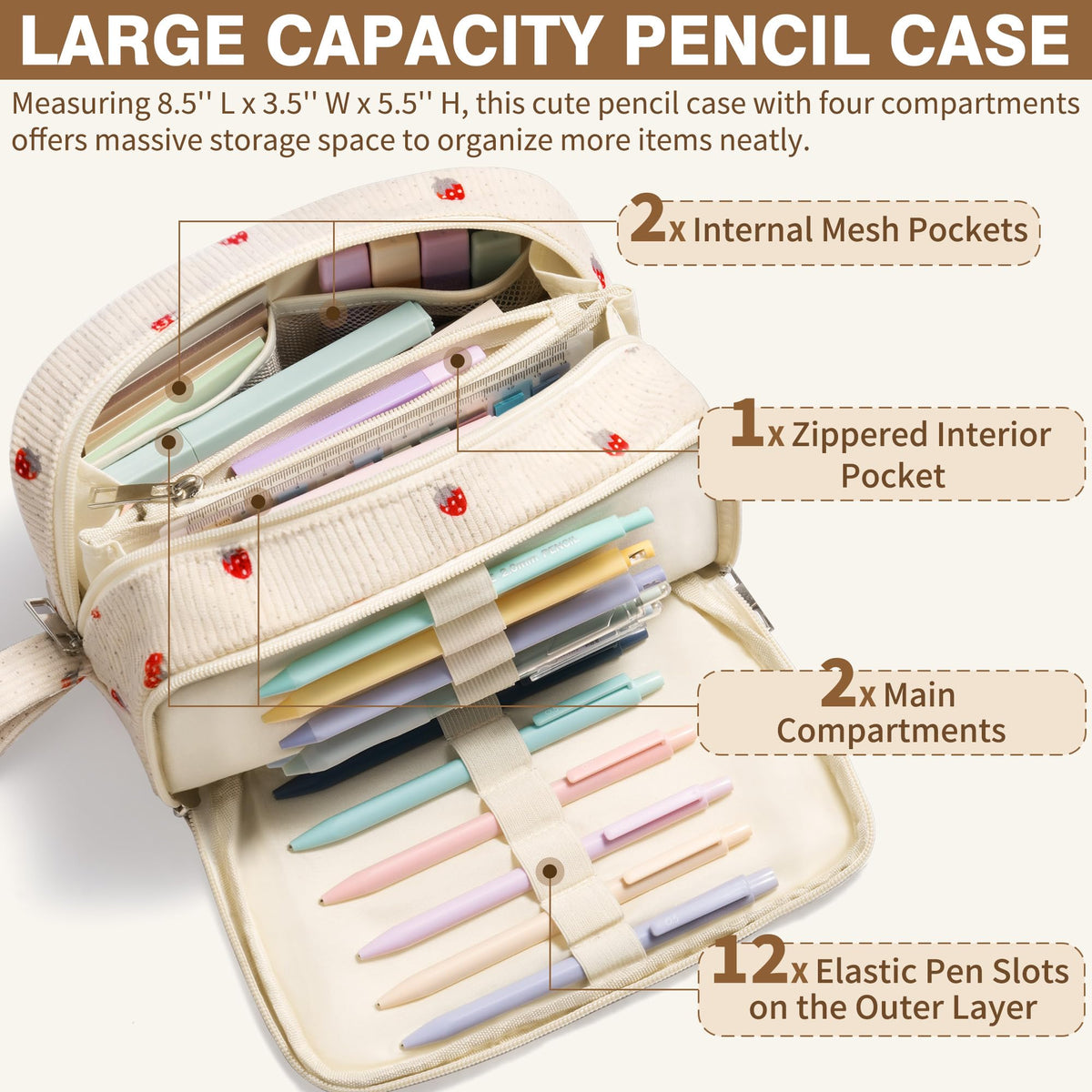 62PCS Aesthetic School Supplies, Cute Back to School Supplies College Essentials Preppy Stationary Set with Large Pencil Pouch Case, Pastel Highlighters Gel Pens Mechanical Pencils for Student Girls