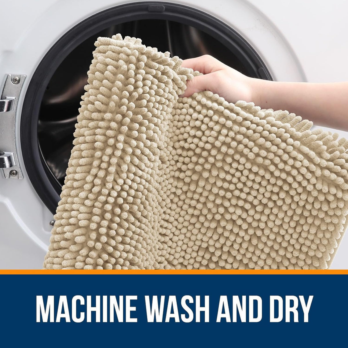OLANLY Bathroom Rugs - Extra Soft Chenille Bath Mats with Rubber Backing | Quick Dry, 30x20, Beige