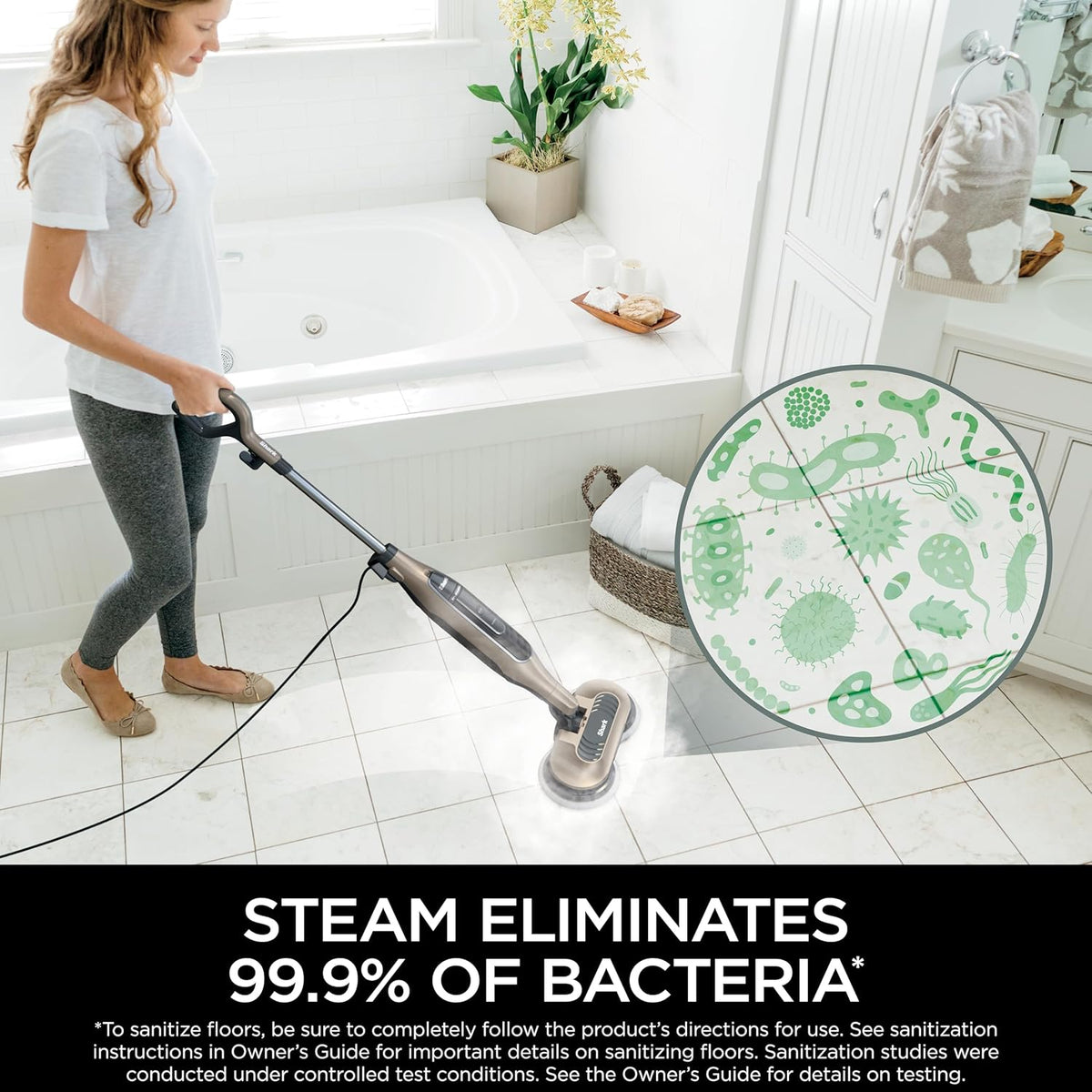 Shark S7001 Mop - 3 Steam Modes & LED Headlights for Hard Floors | 4 Washable Dirt Grip Pads, Gold