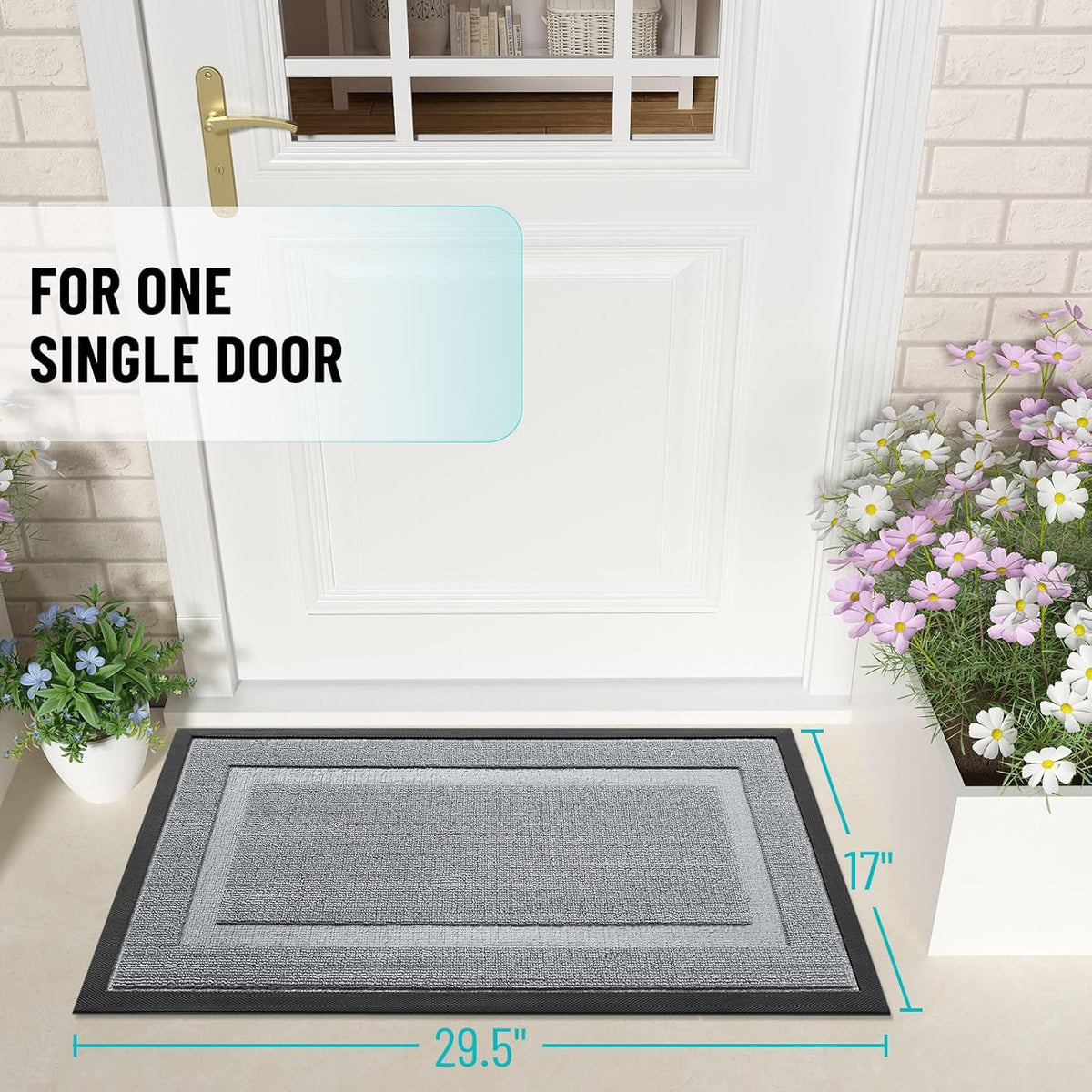 OLANLY Front Door Mat - Waterproof All-Season Doormat for Indoor/Outdoor Use | Sturdy Natural Rubber, 29.5x17, Ash Gray