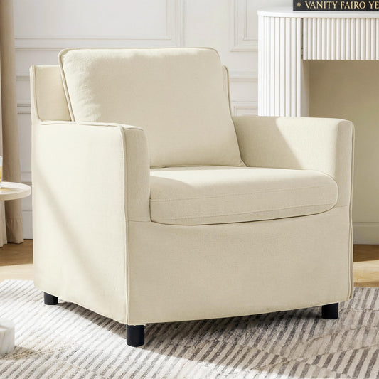 Upholstered Barrel Accent Chair, Modern Single Sofa with Washable Slipcover for Living Room, Bedroom,Reading Spaces,Office,Sand