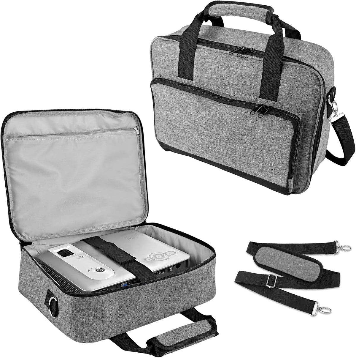 14" 11" 4" ZKOO Projector Carrying Case, Projector Bag Compatible with Most Projectors, Includes Storage Pockets