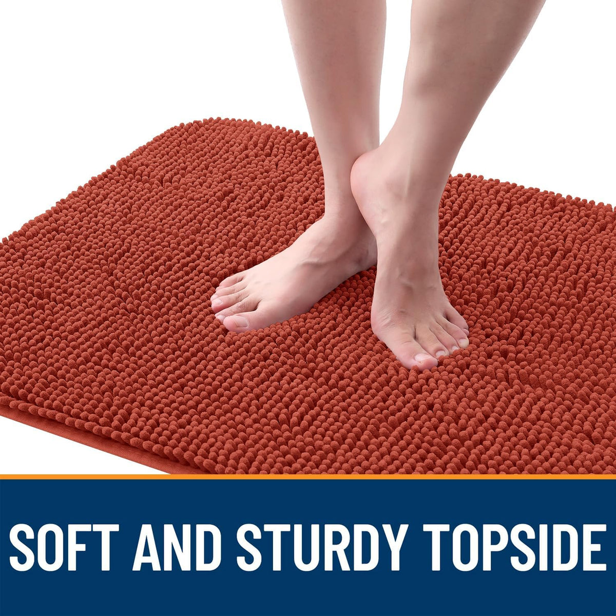 OLANLY Dog Door Mat - Absorbent Non-Slip Chenille for Muddy Paws | 47x20, Quick Dry, Maple Red