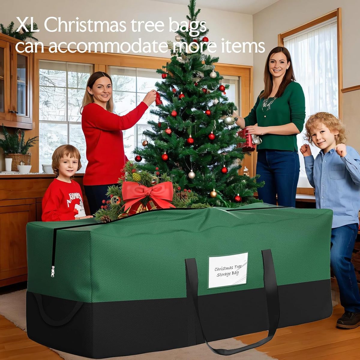 Skiennix Christmas Tree Storage Bag - Heavy Duty 600D Oxford Material | Fits Up to 10 Ft Trees, Dampproof with Dual Zipper & Reinforced Handles