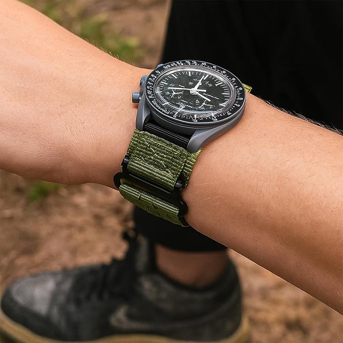 TStrap Nylon Sport Watch Band - Black Quick Release Watch Straps for Men Women - Athletic Military Smart Watch Bracelet Replacement - Correa para Reloj Hombre - 18mm 20mm 22mm
