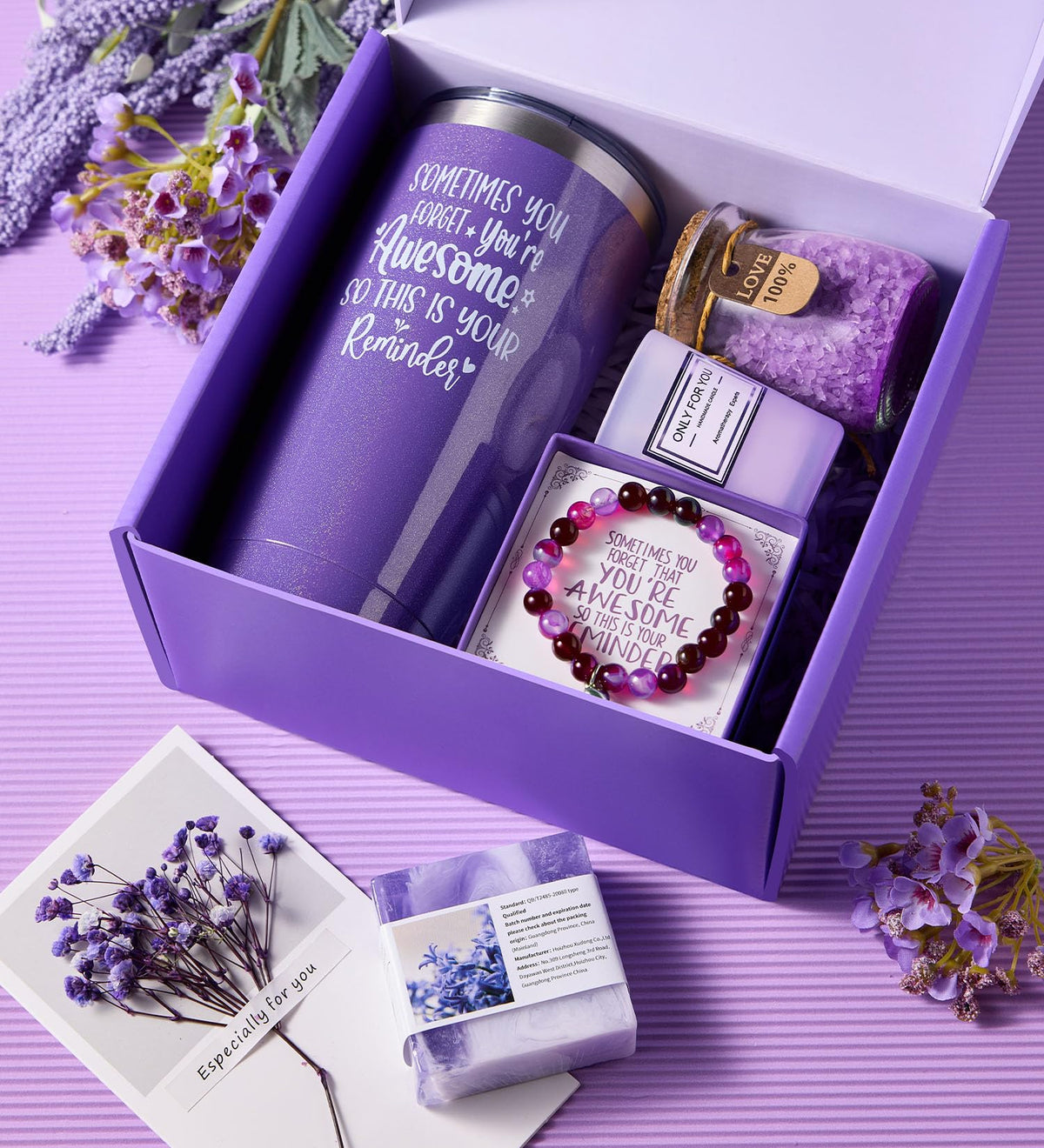 CITTA Gifts for Women Mom Wife Her, Unique Birthday Mother's Day Thank You Gift for Women, Best Friend, Lavender Spa Bath Gift Basket Set for Her, Self Care Get Well Retirement Appreciation Gifts