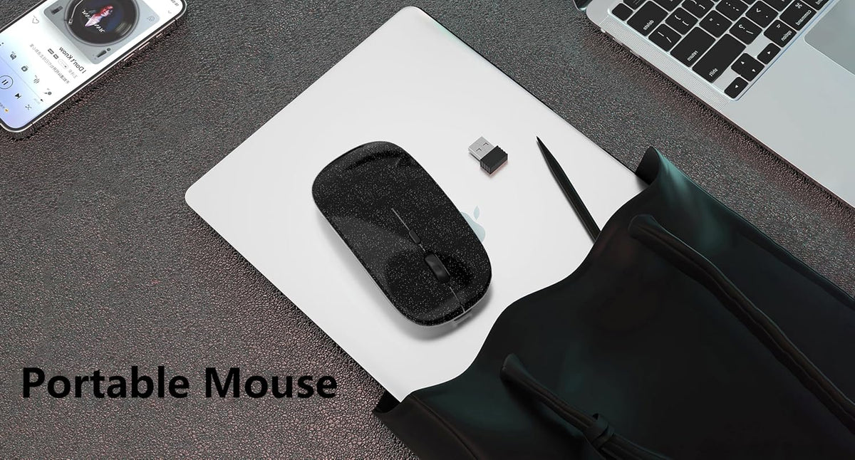 WREANU Use(Bluetooth5.2 2.4GHz Wireless Bluetooth Mouse Rechargeable Laptop Mice Silent Slim and Portable USB