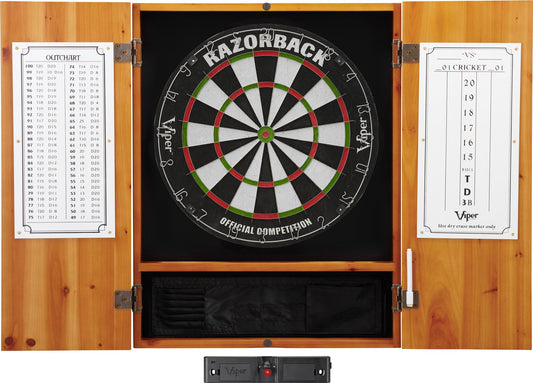 Viper Metropolitan Solid Wood Cabinet & Sisal/Bristle Dartboard Play-Ready Bundle