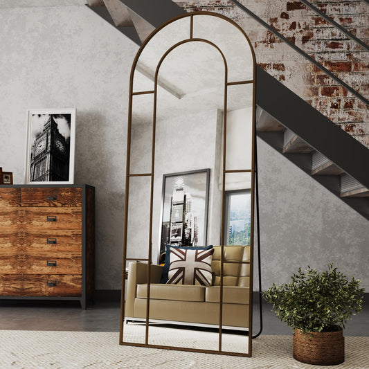 AUYHM Nano Glass Oversized Mirror Full Length 28"x71",Arched Floor Mirror,Vintage Floor Mirrors, Window Mirrors,Standing Full Length Mirror (Antique)