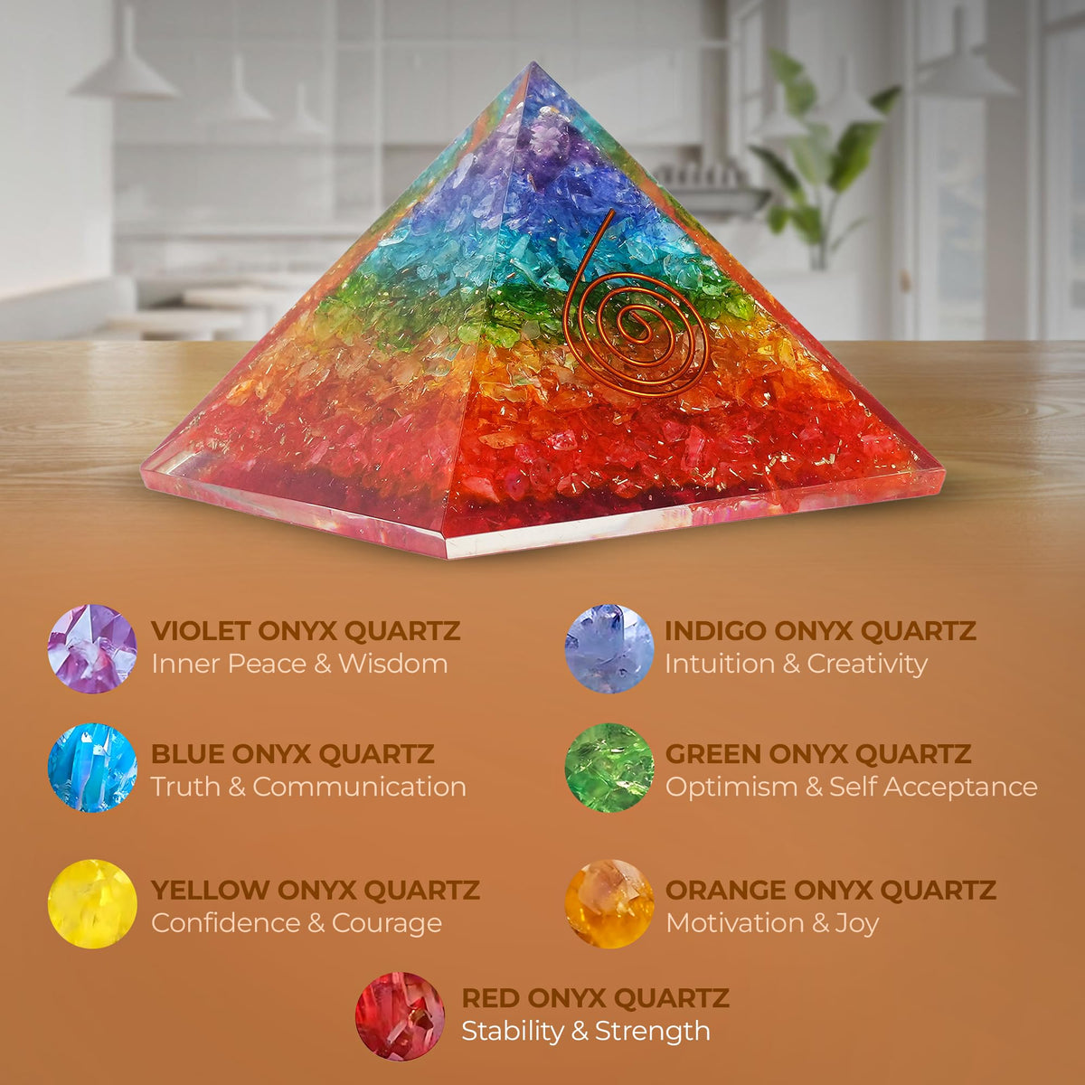 Orgone Pyramid of Success – 7 Chakra Orgonite Pyramid for Healing, Meditation, Stress Relief, Positive Energy & Chakra Balancing