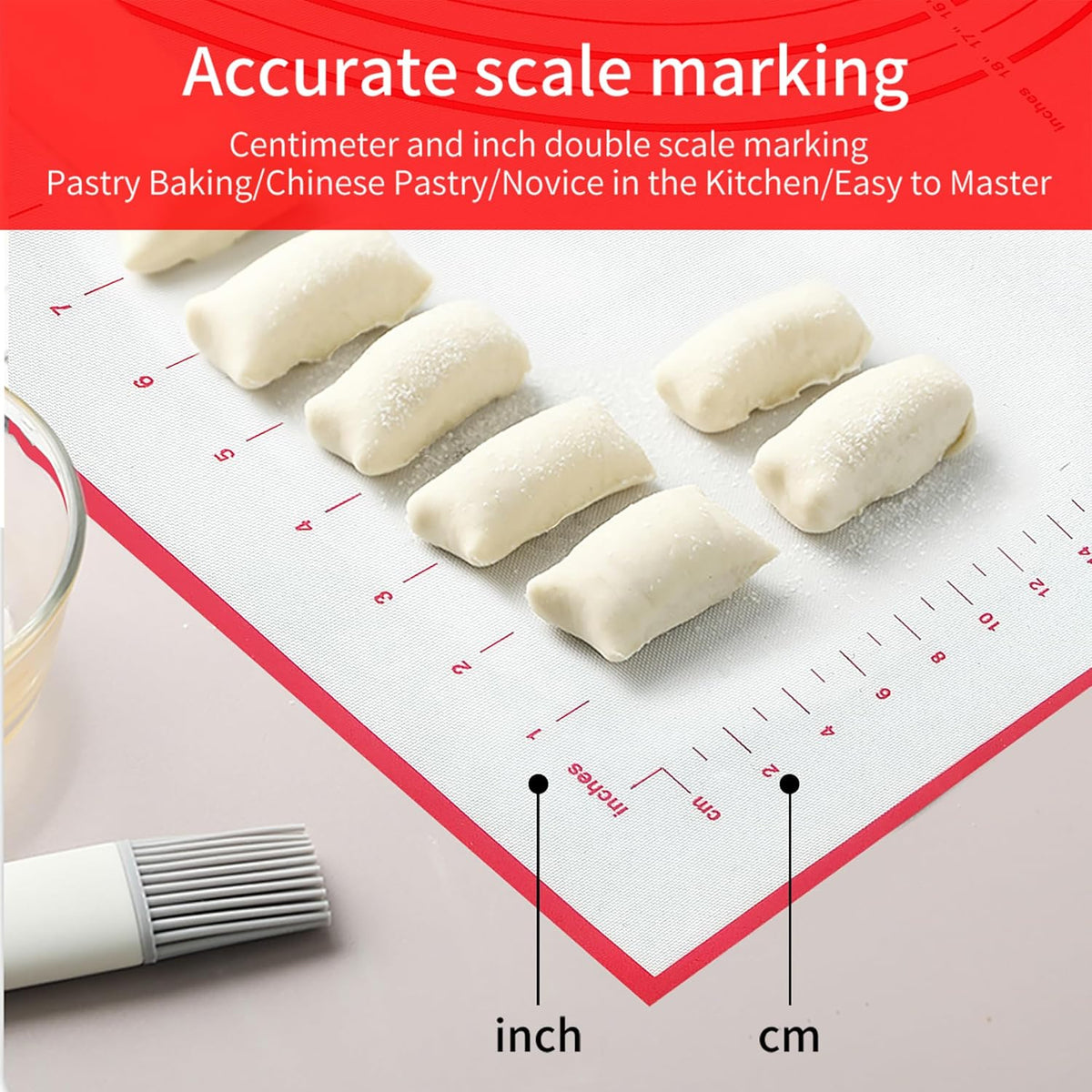 Skiennix Silicone Baking Mat - Super Large 32x24 Inch Non-Stick Pastry Mat with Dough Scraper & Ties