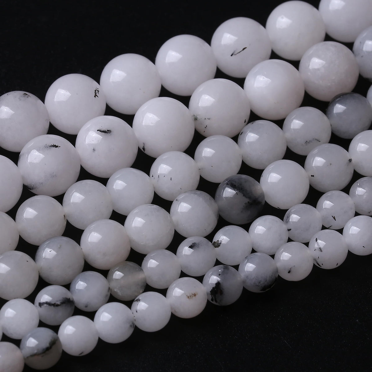 90PCS 4MM Black Rutilated Quartz Beads Round Loose Stone Beads for Jewelry Making DIY Energy Stone Healing Power Bracelet 15"