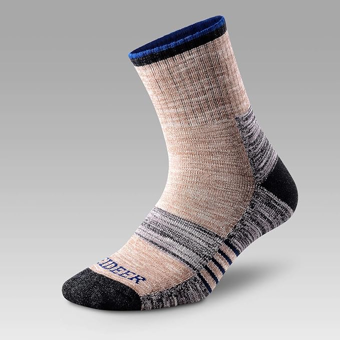 FEIDEER Men's Hiking Walking Socks, Multi-pack Wicking Cushioned Outdoor Recreation Quarter Crew Socks
