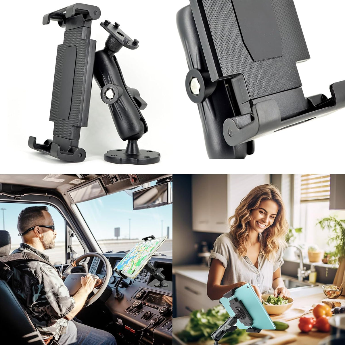 VAUBORTTI 6.5"-12.9" 1 inch/25mm Aluminum Arm Heavy Duty Tablet Mount Drill Base - for Tablet iPad Pro/Mini, iPad