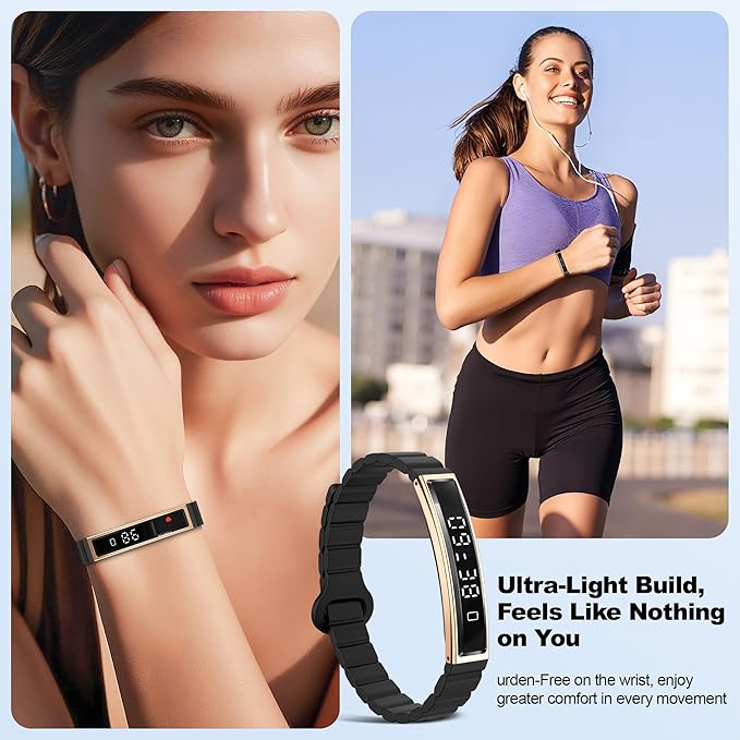 Sleep & Fitness Tracker with 2 Bands, Lightweight Smart Bracelet Wristband for Women Men, 24/7 Heart Rate, Blood Oxygen & Stress Monitor, Waterproof Health Trackers, No Subscription Fee (Rose Gold)