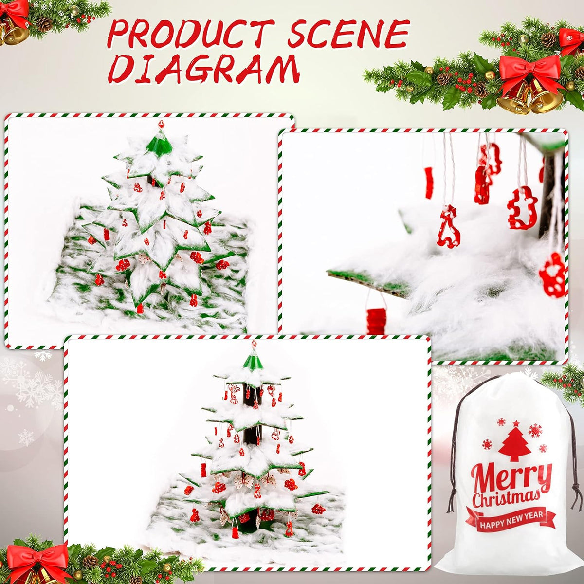 Shappy Christmas Fake Snow Decor - Fluffy Artificial Snow Blanket for Indoor Winter Decoration | 3 Bags