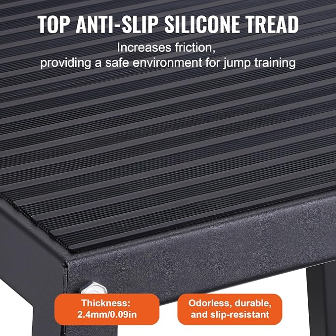 VEVOR Plyometric Jump Box, 18 Inch Plyo Box, Steel Plyometric Platform and Jumping Agility Box, Anti-Slip Fitness Exercise Step Up Box for Home Gym Training, Conditioning Strength Training