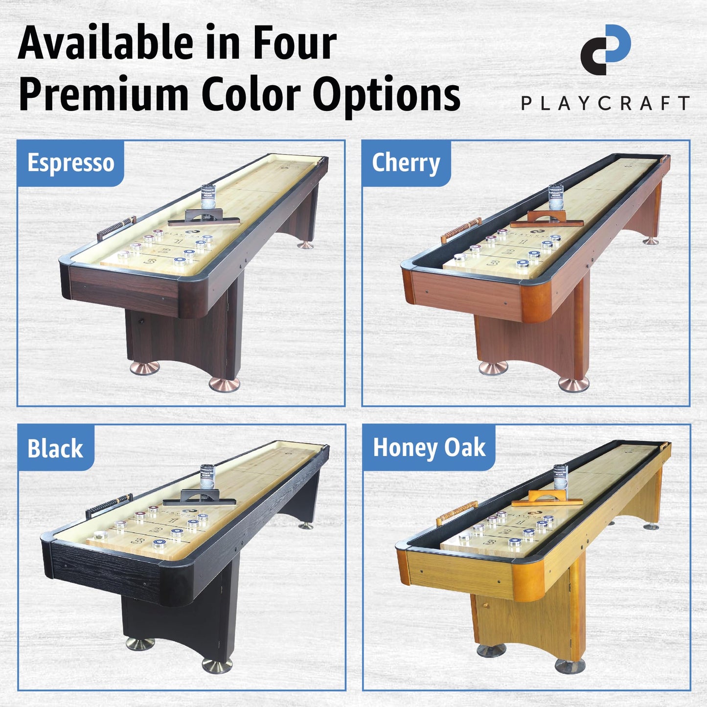 Playcraft Woodbridge Shuffleboard Table with Storage Cabinet - Shuffle Board Game Table Set with Matching Abacus, 8 Pucks, Brush & Wax (Made in USA) - Pro Style Climate Adjusters - Cherry - 16ft