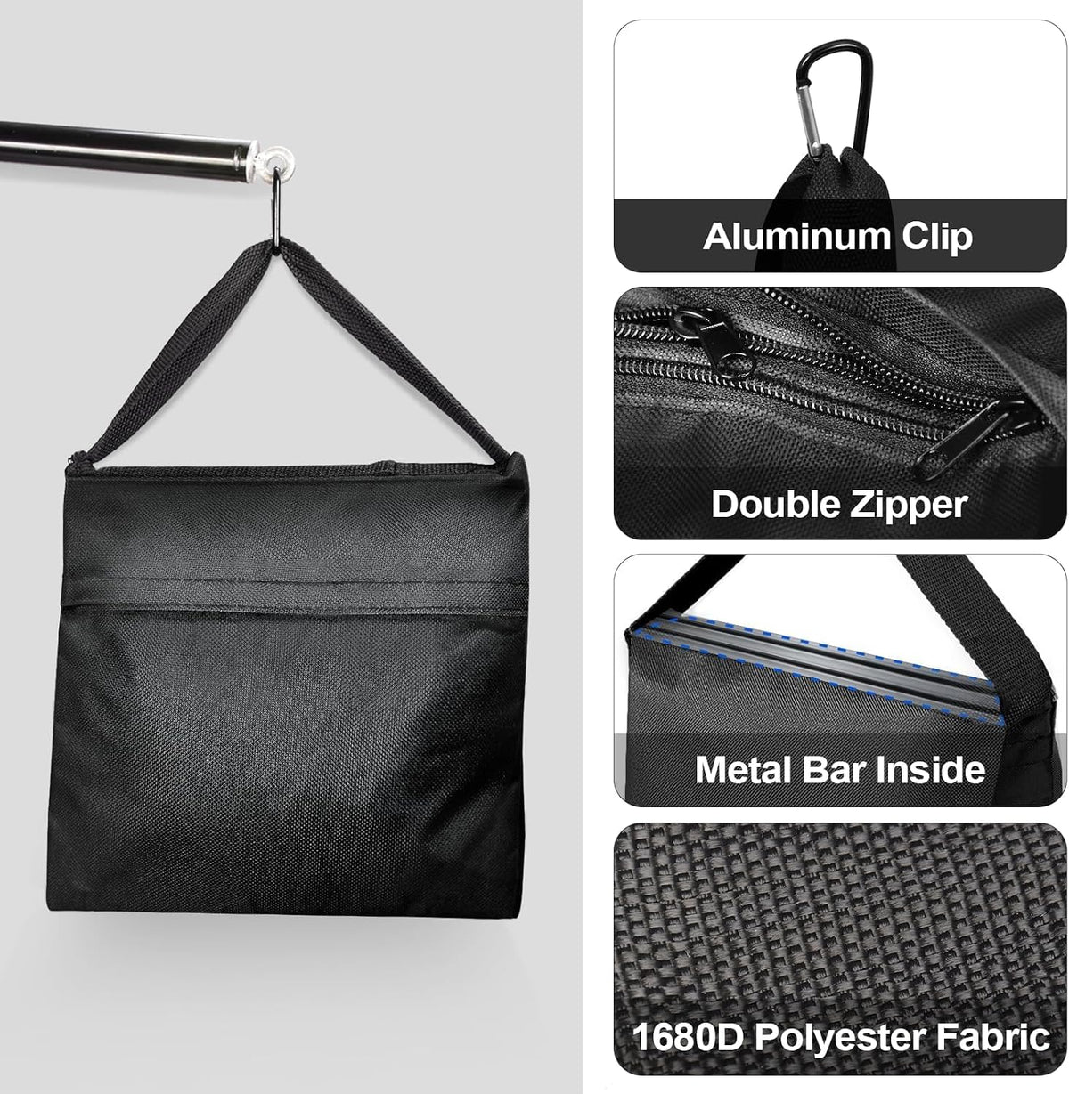 -4 Packs Set(Black) EMART Heavy Duty Sandbag Photo Studio Weight Bag Saddlebag Design for Photography Light Stand