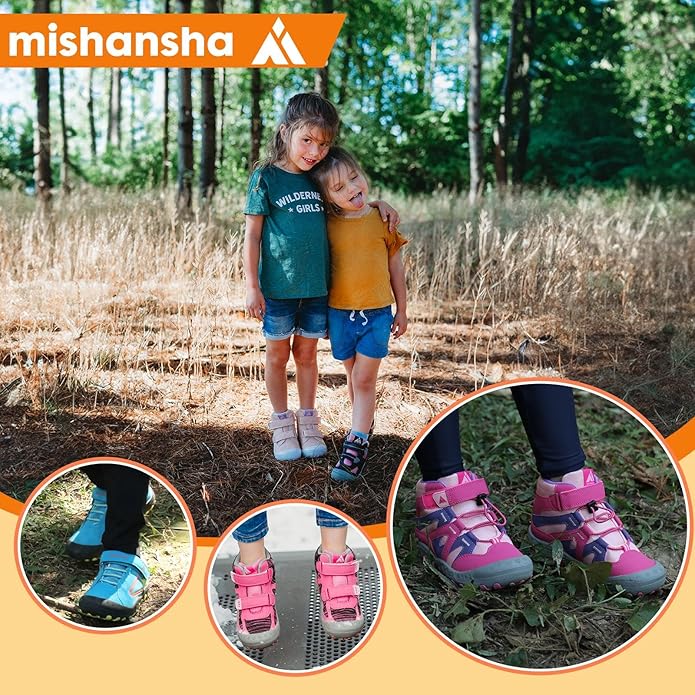 Mishansha Kids Hiking Boots Toddler Girls Boys Hiking Shoes Water-Resistant Anti-Collision Non-Slip Athletic Outdoor Trekking Boots